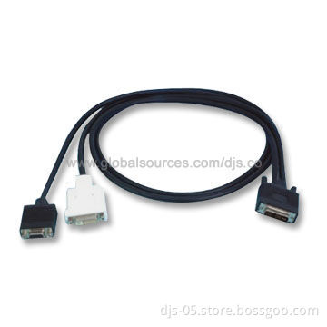 DVI 18+5 M to DVI 24+5F and HD 15F Cable with RoHS-compliant Material, High Quality